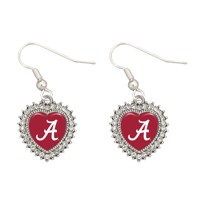 Alabama Crimson Tide Crystal Heart Earrings