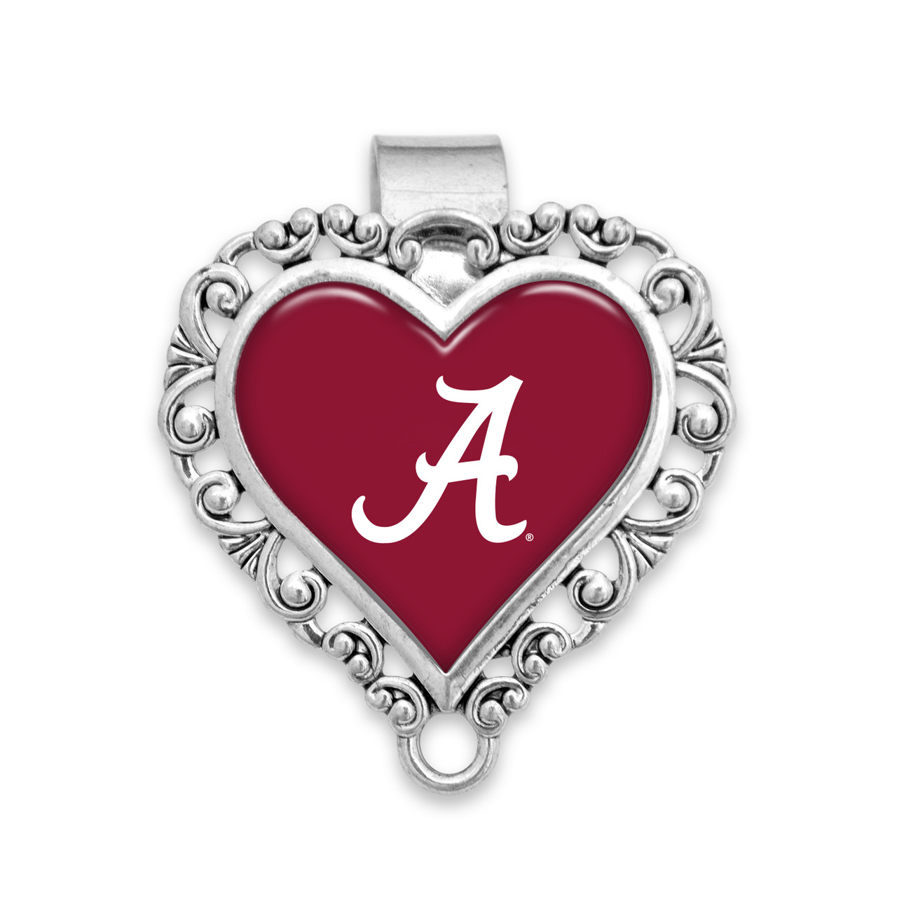 Alabama Crimson Tide Heart Visor Clip with Plain Logo