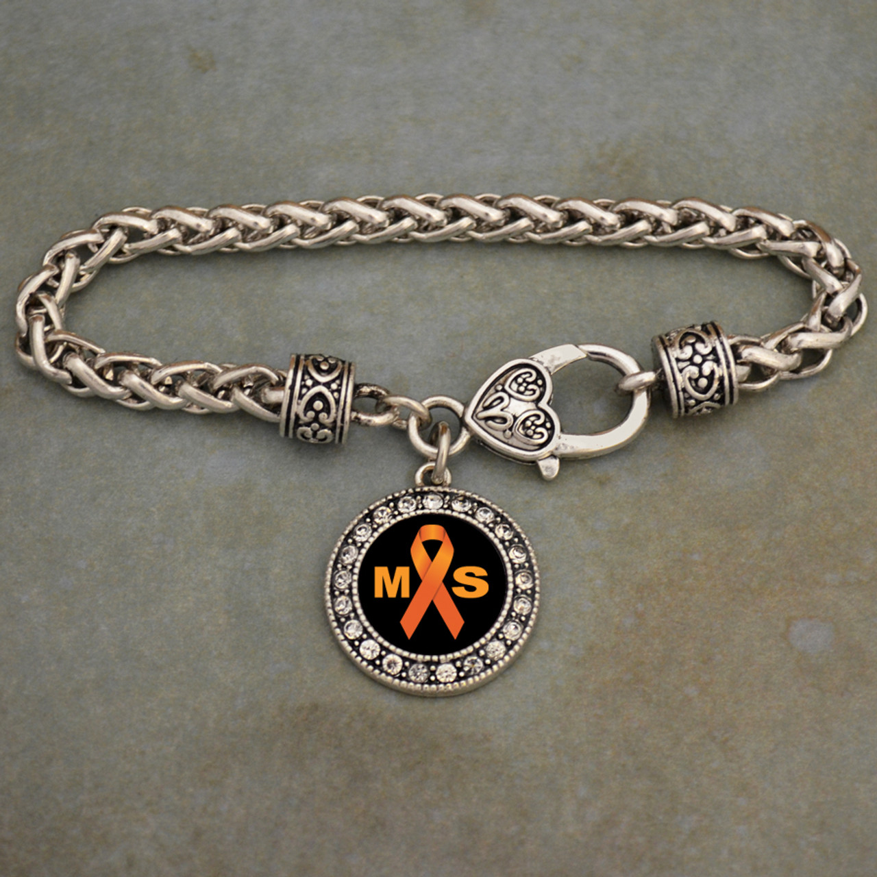 Awareness Jewelry- Multiple Sclerosis Awareness Braided Clasp Bracelet