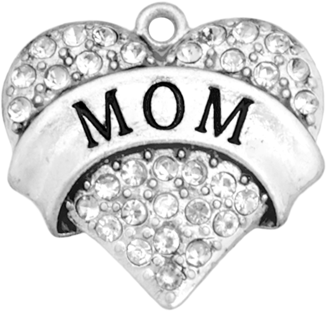 Family Charm- Crystal Heart- Mom