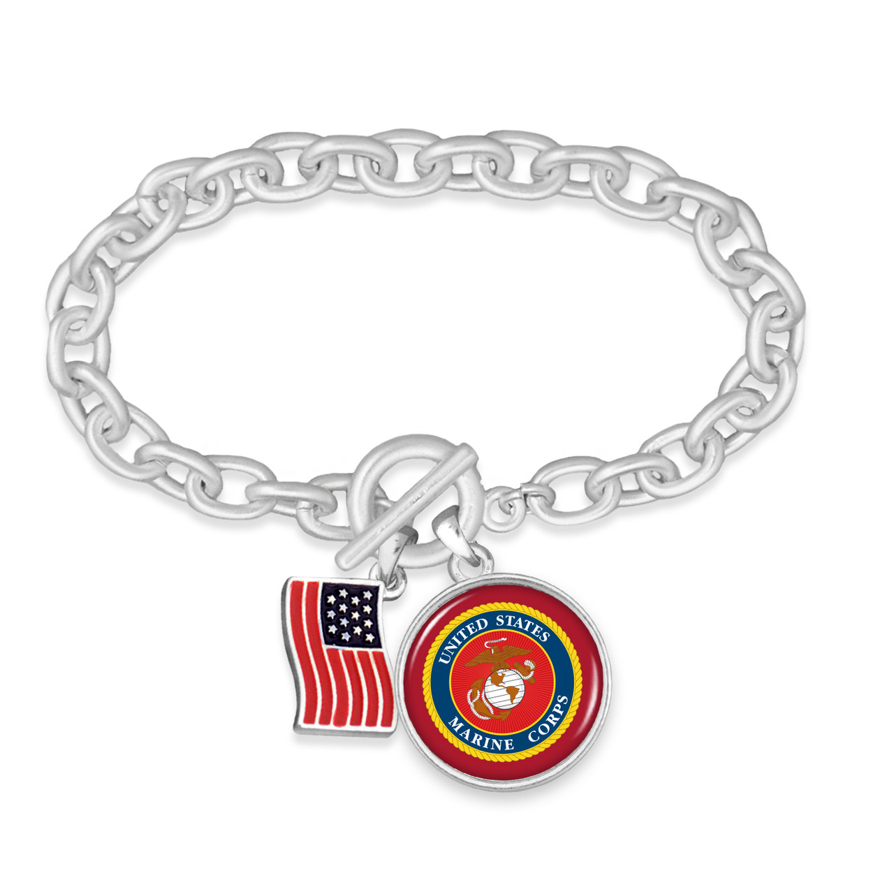 U.S. Marines® Collection & Home of the Free Collection- U.S. Marines® Toggle Bracelet  -American Flag Accent Charm