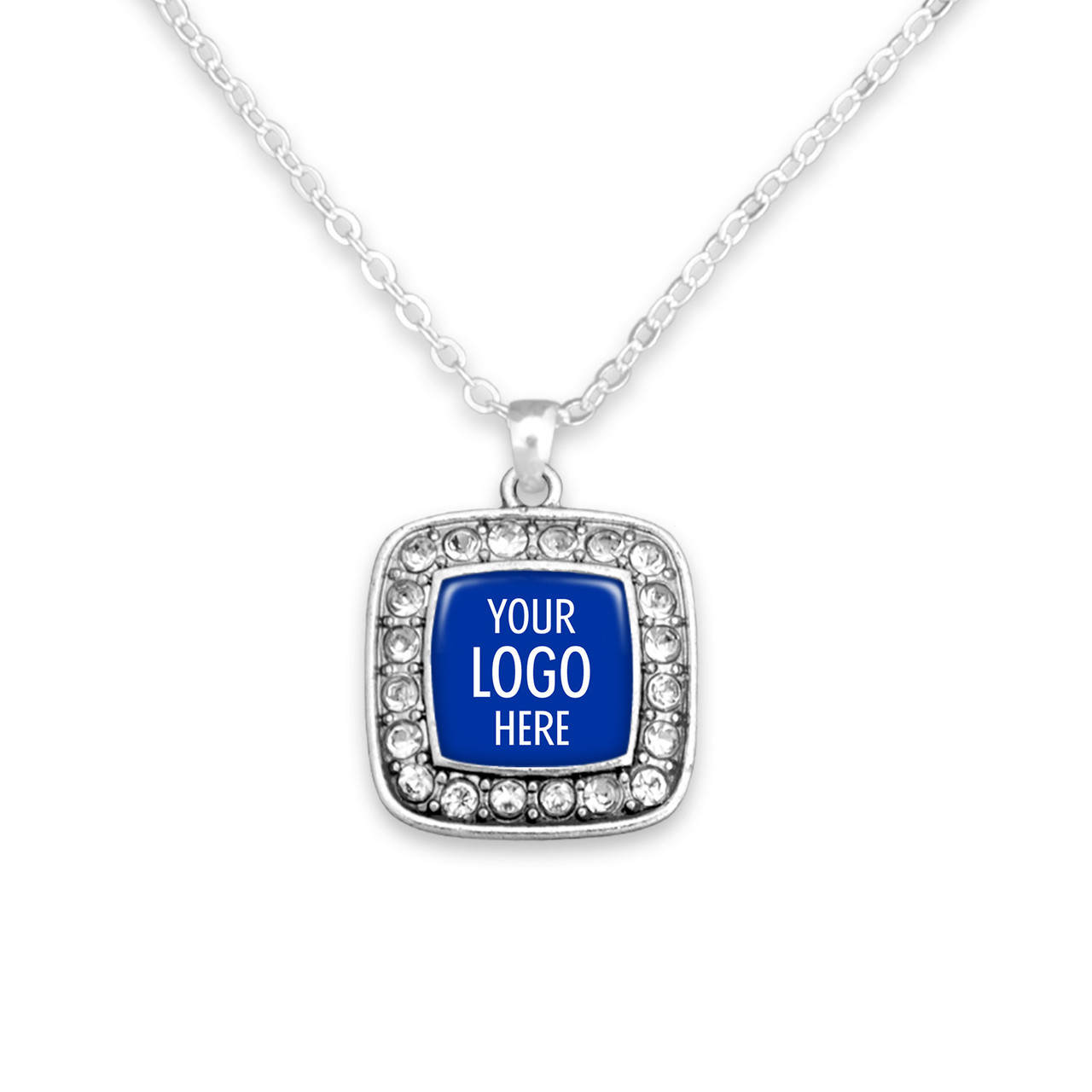 High School Necklace- Crystal Square Charm