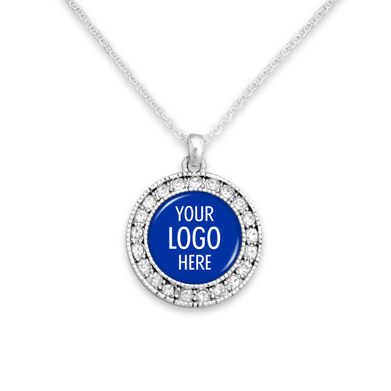 High School Necklace- Crystal Round Charm