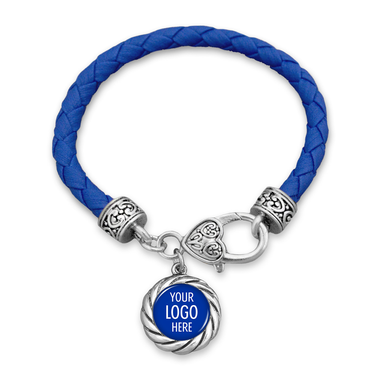 High School Team Color Leather Bracelet- Twisted Rope Charm