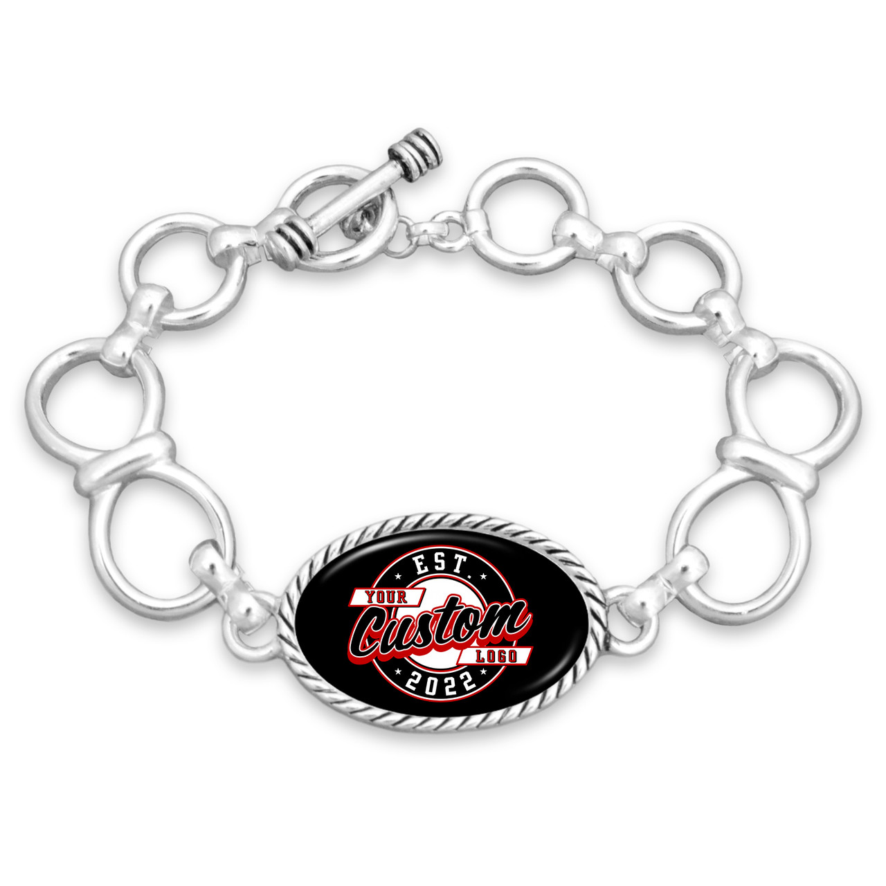 Custom, Souvenir, or Logo Bracelet- Chain Link/ Silver