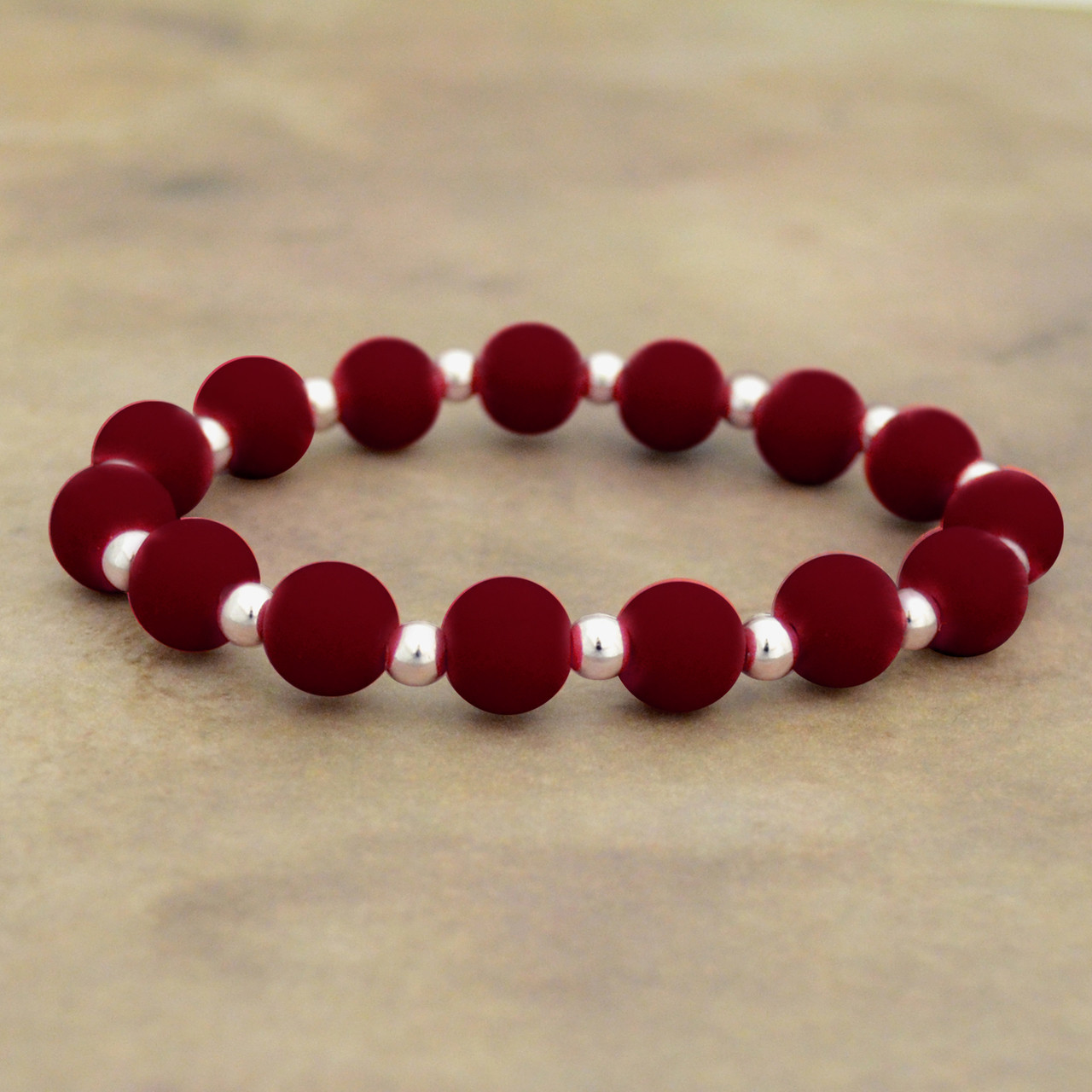 Zoey Burgundy Silicone Beaded Stretch Bracelet