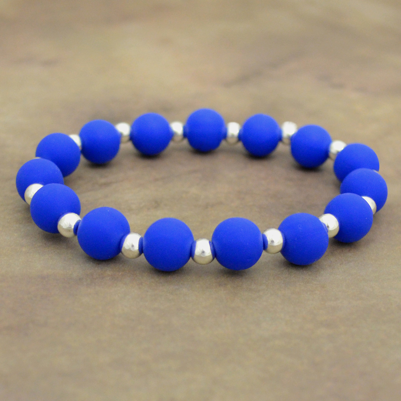 Zoey Blue Silicone Beaded Stretch Bracelet