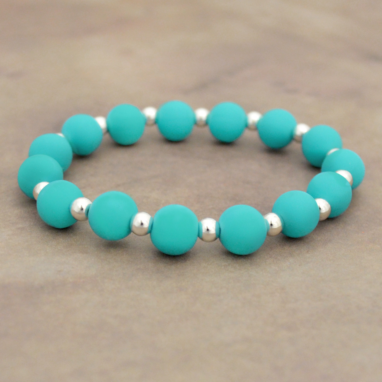 Zoey Turquoise Silicone Beaded Stretch Bracelet