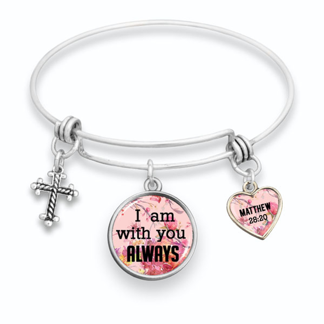 Faith Can Move Mountains Collection- I Am With You Always Wire Bangle Bracelet