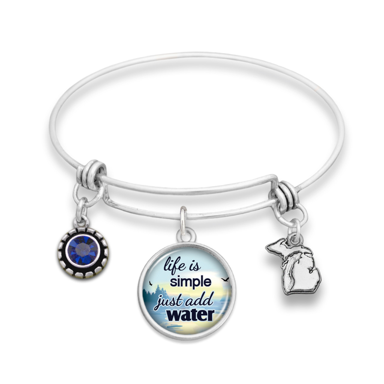 State Pride Michigan Wire Bangle Bracelet- Just Add Lake Water Michigan