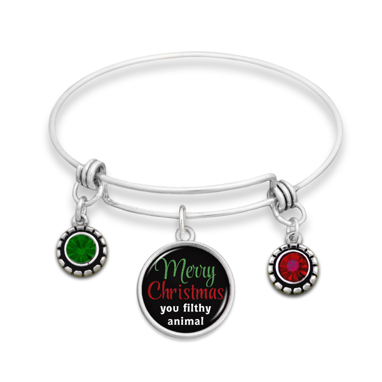 Believe Christmas Collection- Merry Christmas You Filthy Animal Wire Bangle Bracelet