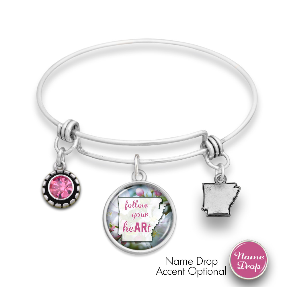 State Pride Arkansas Wire Bangle Bracelet- Follow Your HeARt Arkansas