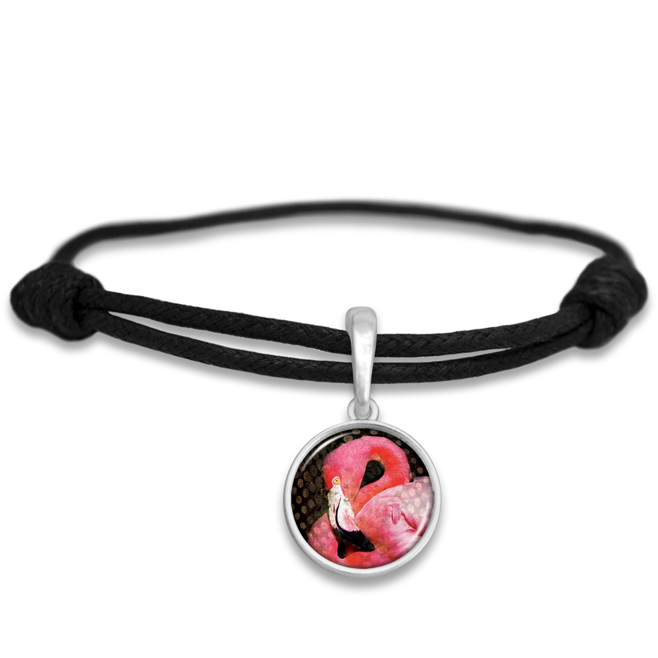 Animal Instincts Flamingo Black Leather Bracelet