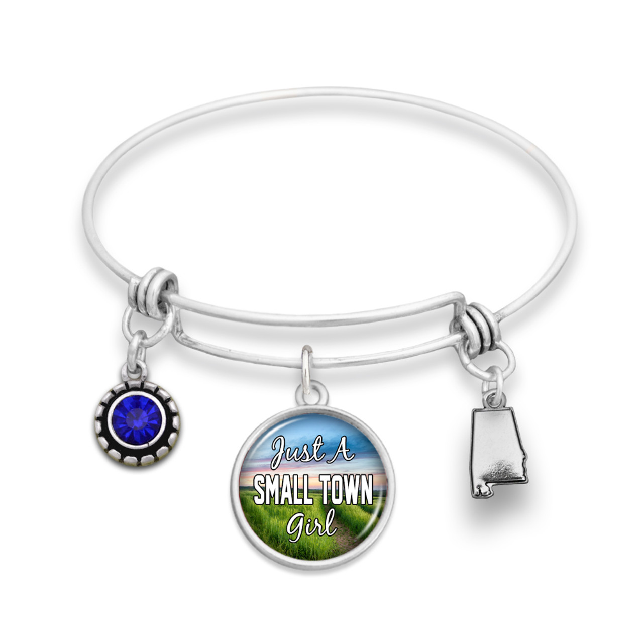 State Pride Alabama Wire Bangle Bracelet- Just A Small Town Girl Alabama