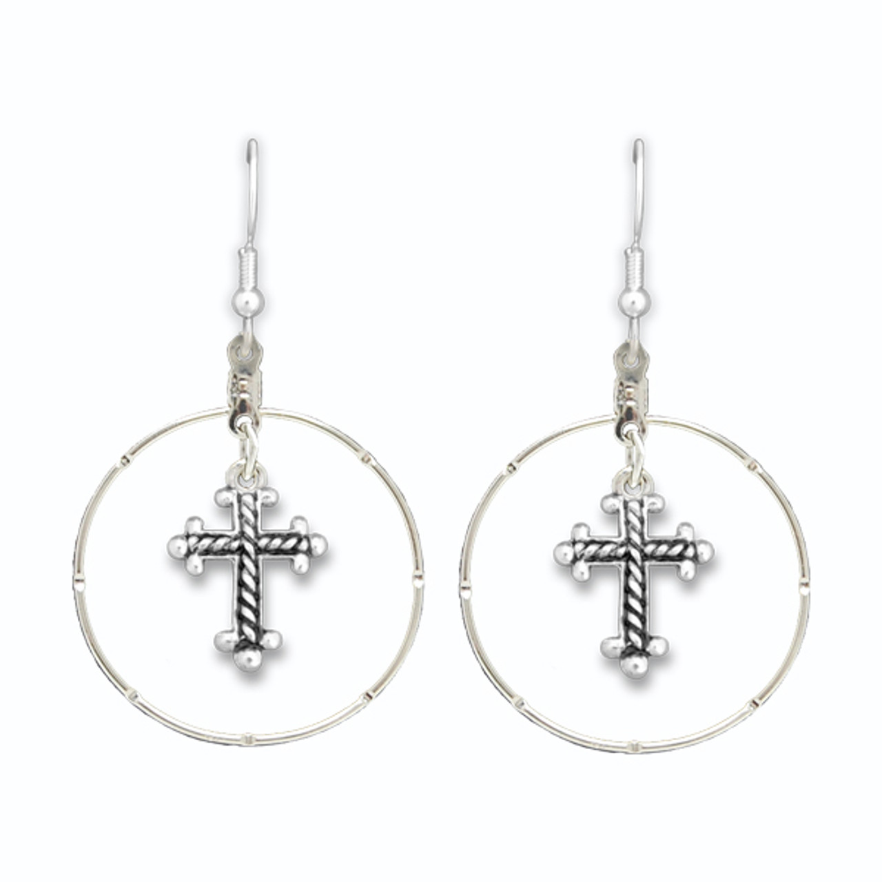 Faith Jewelry- Braided Cross with Hoops Earrings