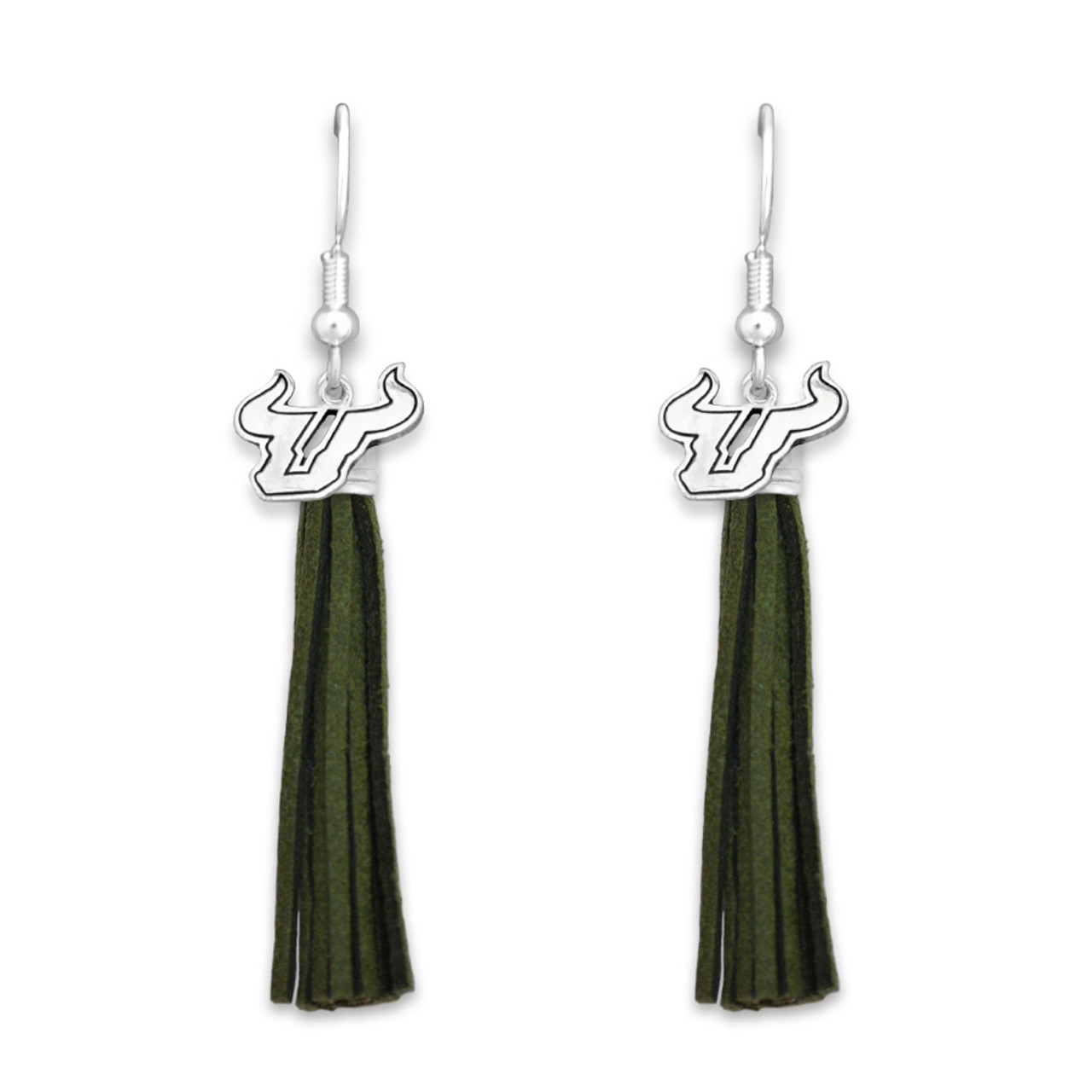 Team Color Tassel Silver Logo Earrings