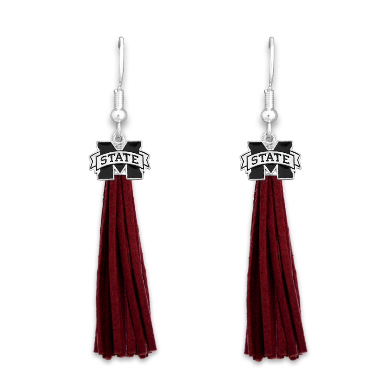 Team Color Tassel Silver Logo Earrings