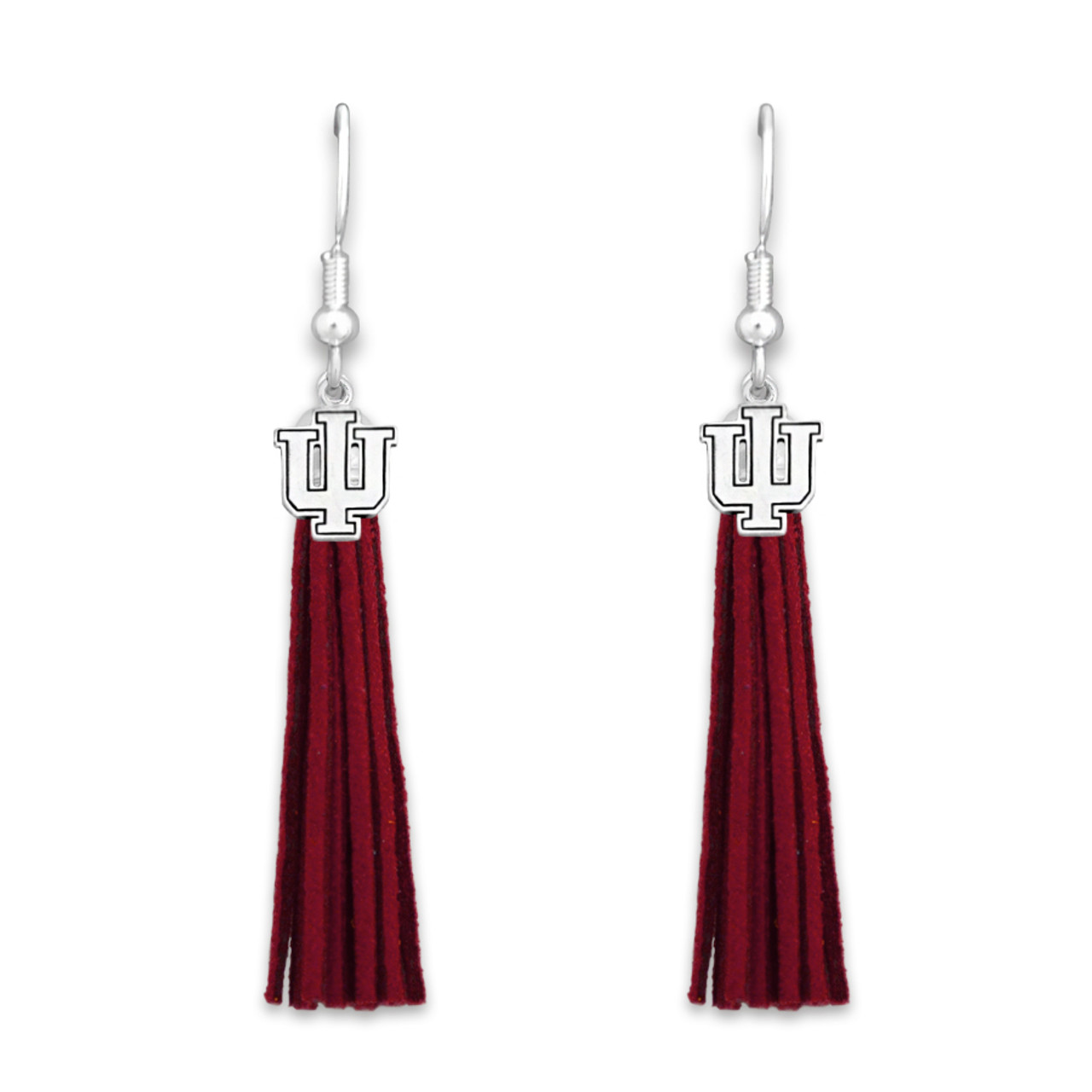 Team Color Tassel Silver Logo Earrings