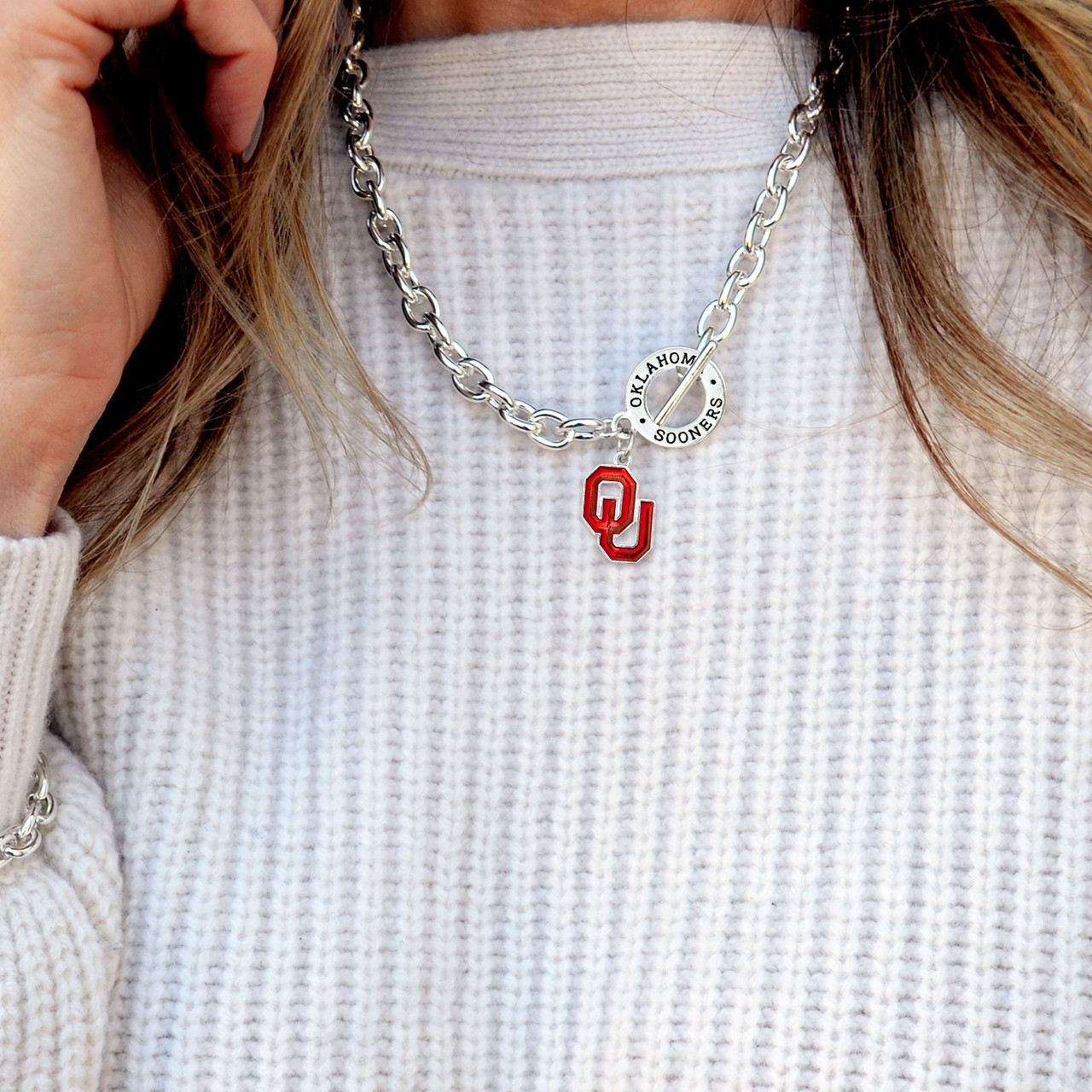 Oklahoma Sooners Necklace- Audrey Toggle- OKC57325