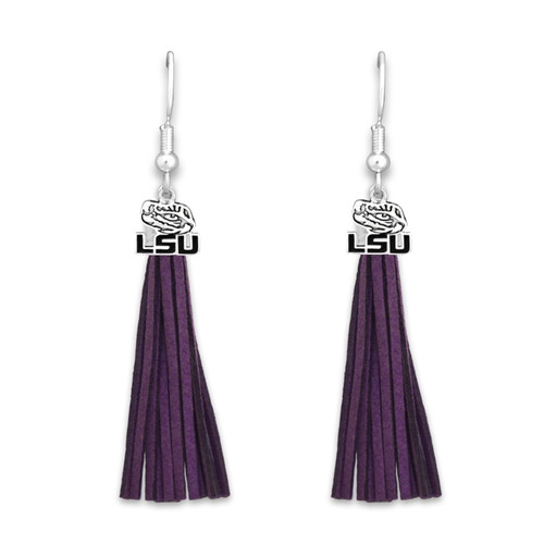 LSU Tigers Tassel Logo Earrings