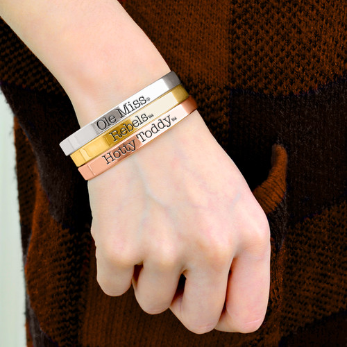 Ole Miss Rebels Bracelet-  Gold Cuff/ School Mascot