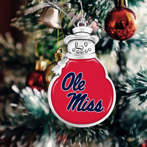 Ole Miss Rebels Christmas Ornament- Snowman