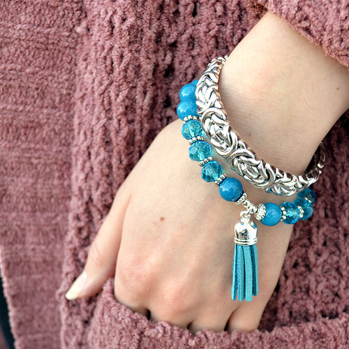 Beaded Tassel Stretch Bracelet Collection (24 pieces + FREE Single T-Bar)