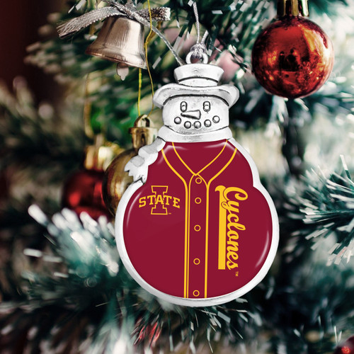 Iowa State Cyclones Snowman Ornament with Baseball Jersey
