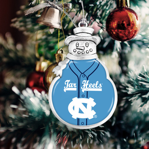 North Carolina Tar Heels Snowman Ornament with Baseball Jersey