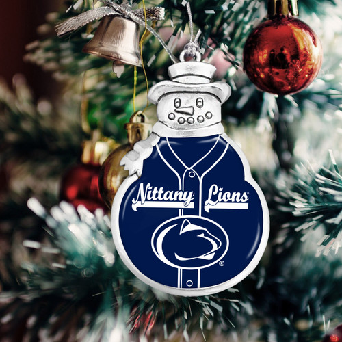 Penn State Nittany Lions Snowman Ornament with Baseball Jersey