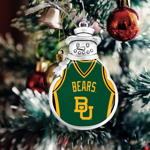Baylor Bears Snowman Ornament with Basketball Jersey