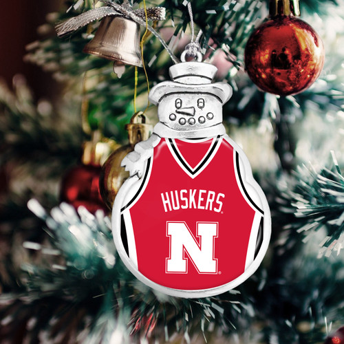 Nebraska Cornhuskers Snowman Ornament with Basketball Jersey