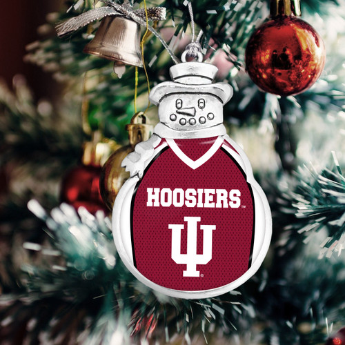 Indiana Hoosiers Christmas Ornament- Snowman with Football Jersey