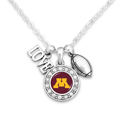 Minnesota Golden Gophers Necklace- Football, Love and Logo