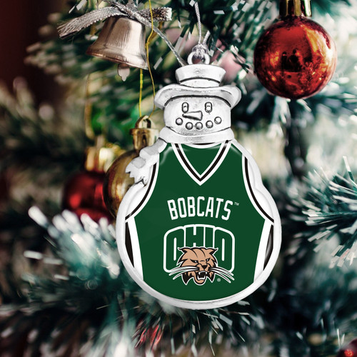 Ohio Bobcats Christmas Ornament- Snowman with Basketball Jersey