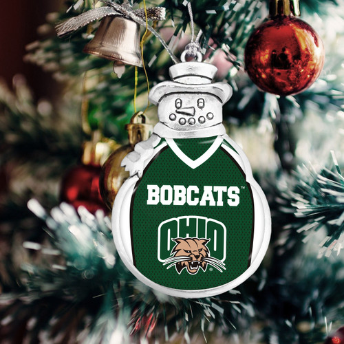 Ohio Bobcats Christmas Ornament- Snowman with Football Jersey