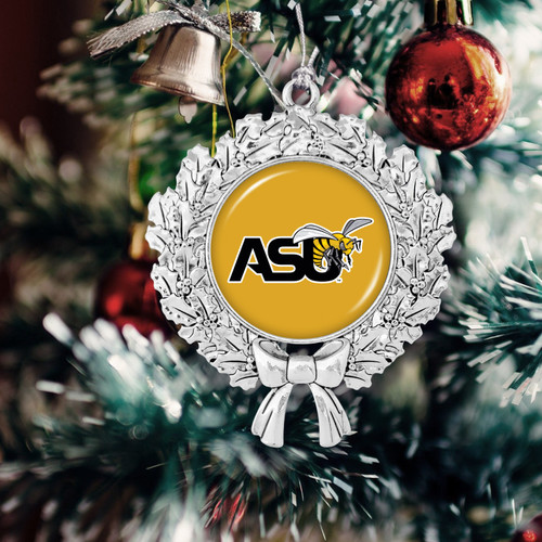 Alabama State Hornets Christmas Ornament- Wreath with Team Logo