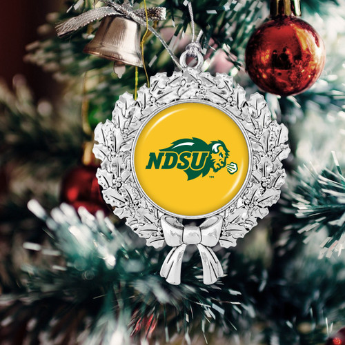 North Dakota State Bison Christmas Ornament- Wreath with Team Logo