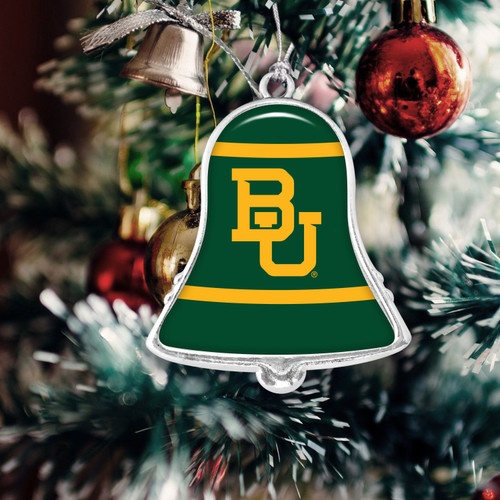 Baylor Bears Christmas Ornament- Bell with Team Logo Stripes