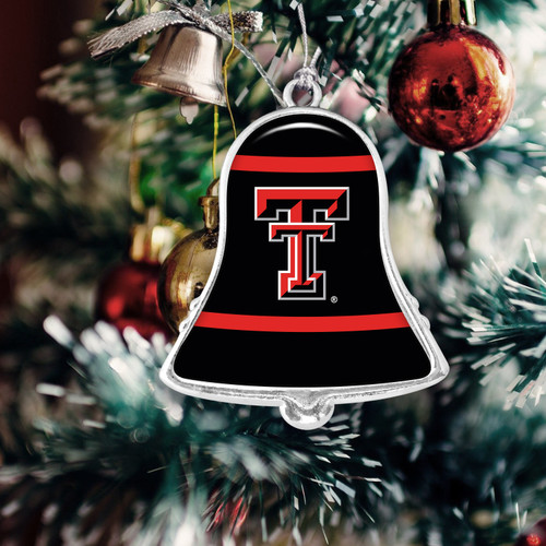 Texas Tech Red Raiders Christmas Ornament- Bell with Team Logo Stripes