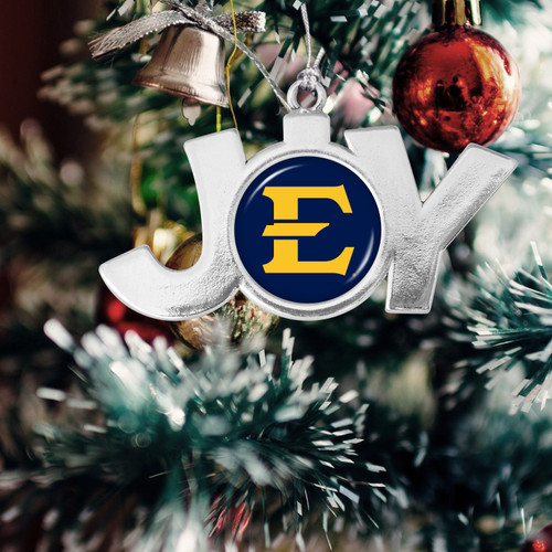 East Tennessee State Buccaneers Christmas Ornament- Joy with Team Logo