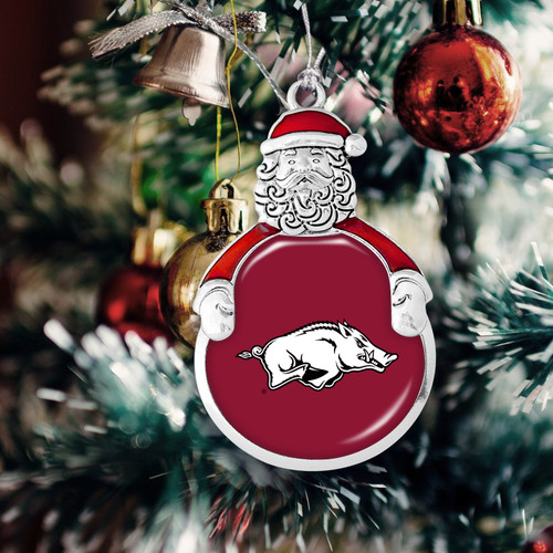 Arkansas Razorbacks Christmas Ornament- Santa with Team Logo