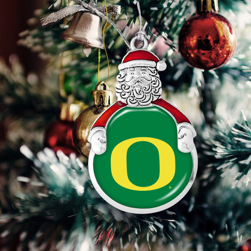 Oregon Ducks Christmas Ornament- Santa with Team Logo