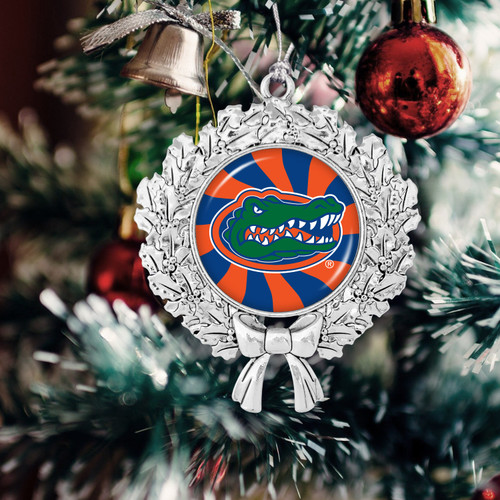 Florida Gators Christmas Ornament- Peppermint Wreath with Team Logo