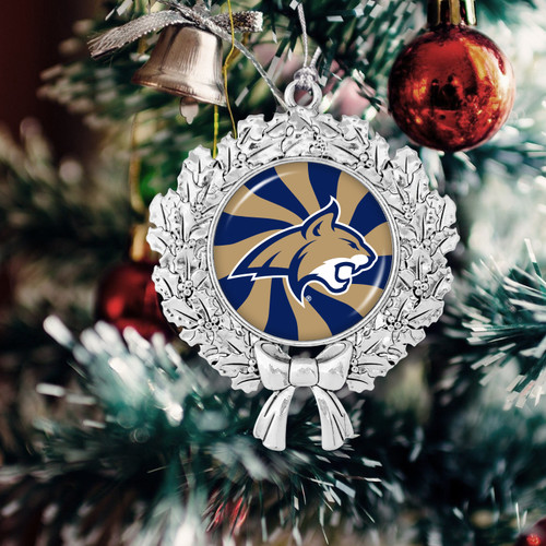 Montana State Bobcats Christmas Ornament- Peppermint Wreath with Team Logo