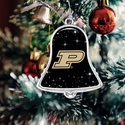 Purdue Boilermakers Christmas Ornament- Bell with Team Logo and Stars