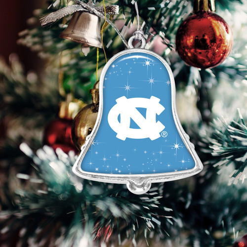 North Carolina Tar Heels Christmas Ornament- Bell with Team Logo and Stars