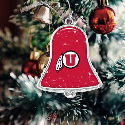 Utah Utes Christmas Ornament- Bell with Team Logo and Stars