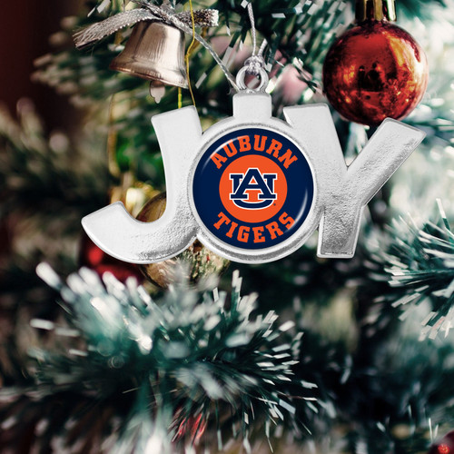 Auburn Tigers Christmas Ornament- Joy with Circle Team Logo