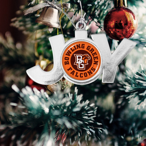 Bowling Green State Falcons Christmas Ornament- Joy with Circle Team Logo